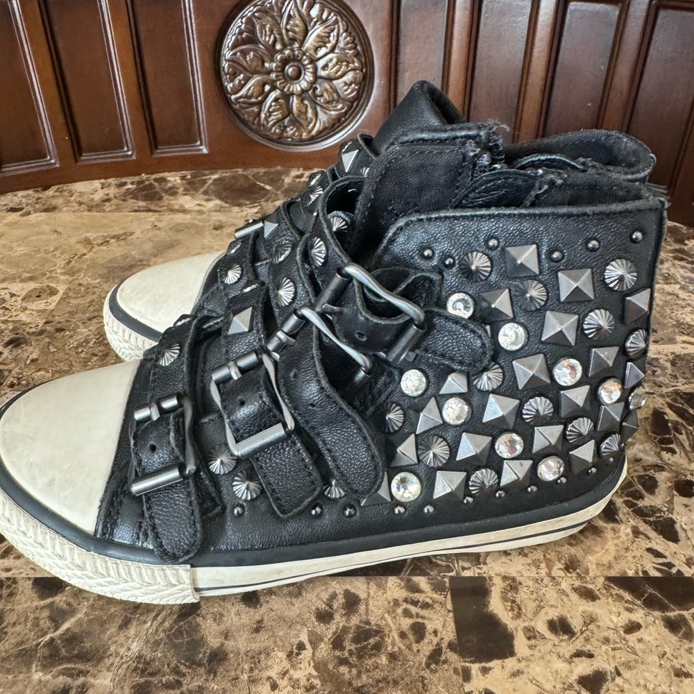 ASH Studded Black Kids High-Top Sneakers